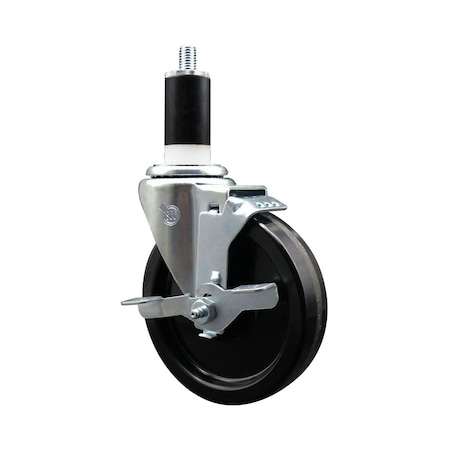 Service Caster 5'' Phenolic Swivel 1-3/8'' Expanding Stem Caster with Brake SCC-EX20S514-PHS-TLB-138